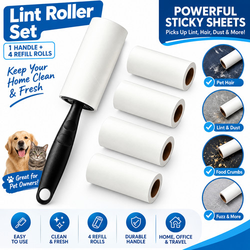 Lint roller set with handle - 1,